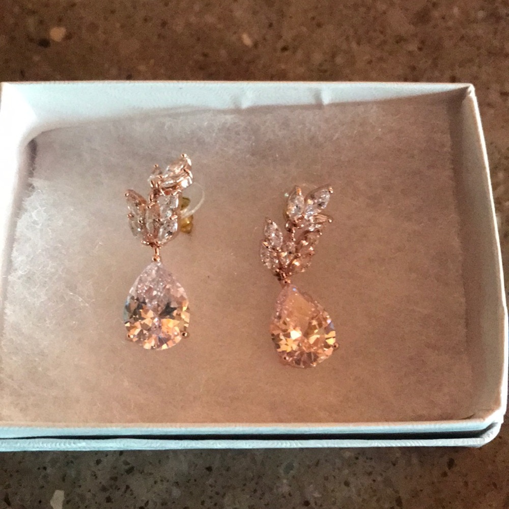 Rose gold bridal earrings